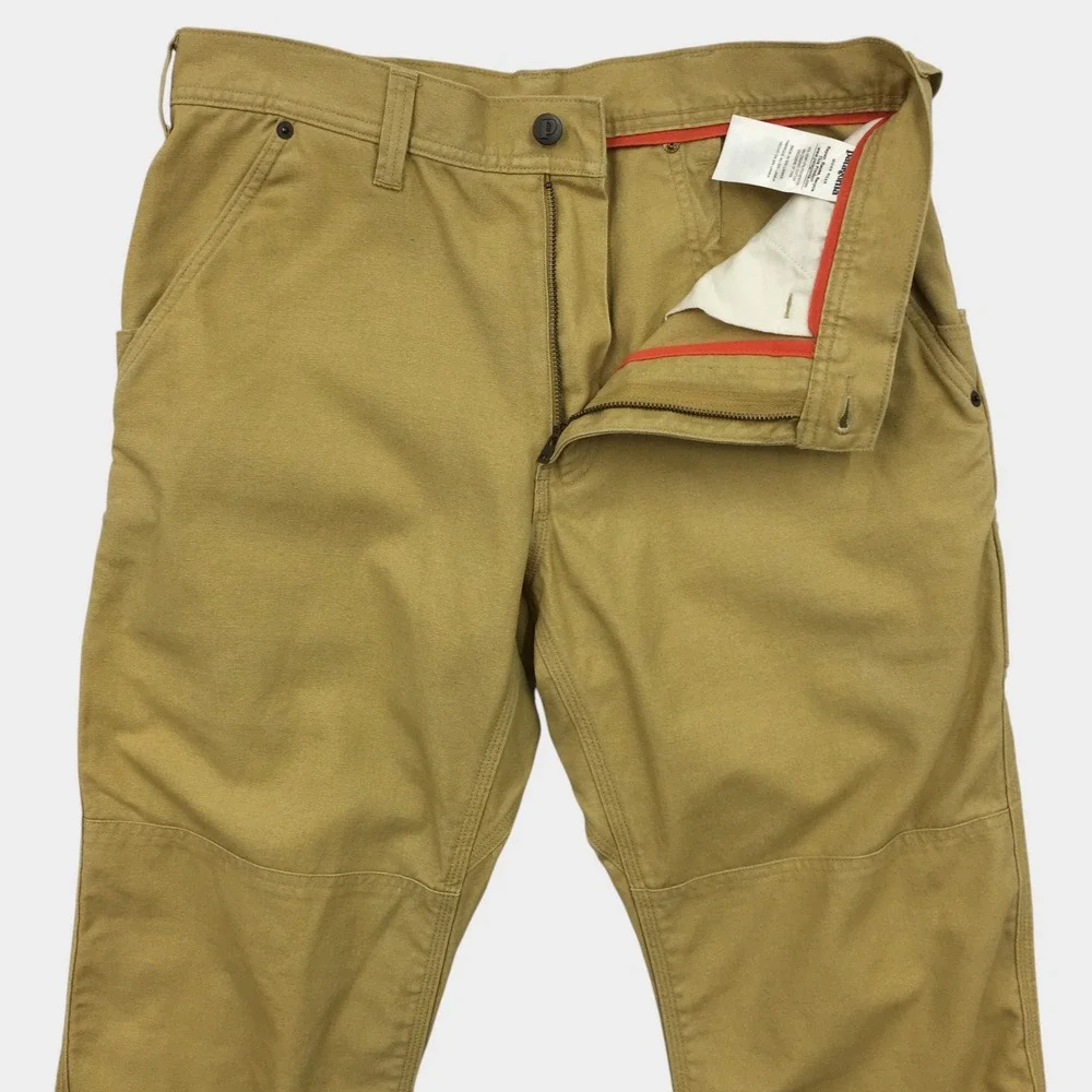 Patagonia Iron Forge Hemp Canvas Double Knee Pants Tan Brown Mens 32 Workwear